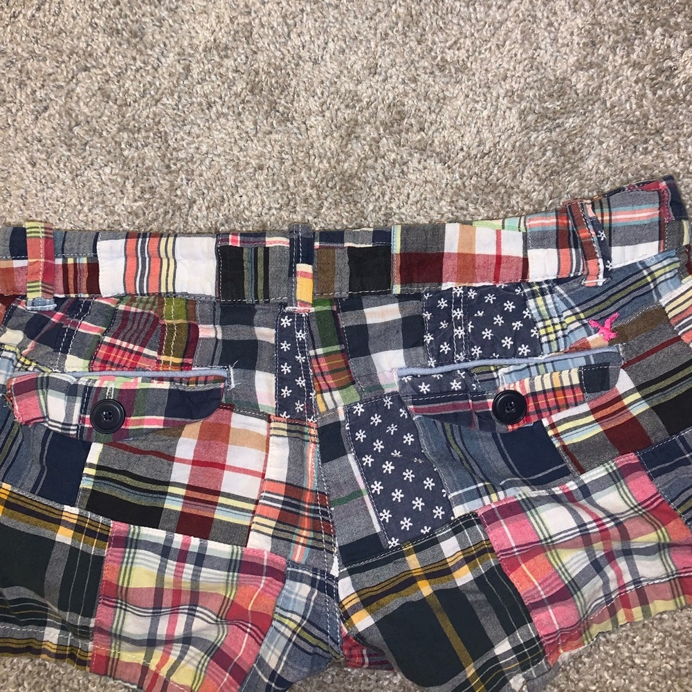 American Eagle Multicolor Plaid Jean Shorts size 0 - Picture 8 of 8